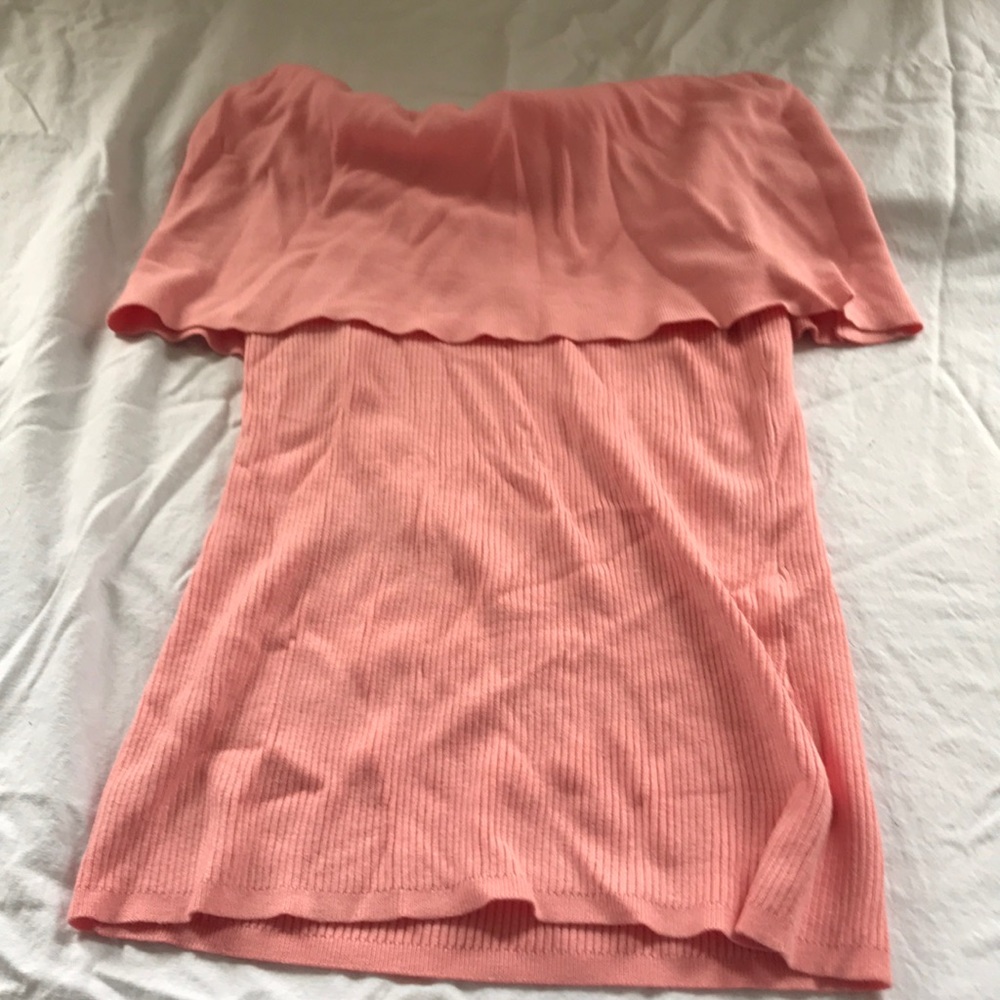 Off the shoulder pink sleeveless sweater